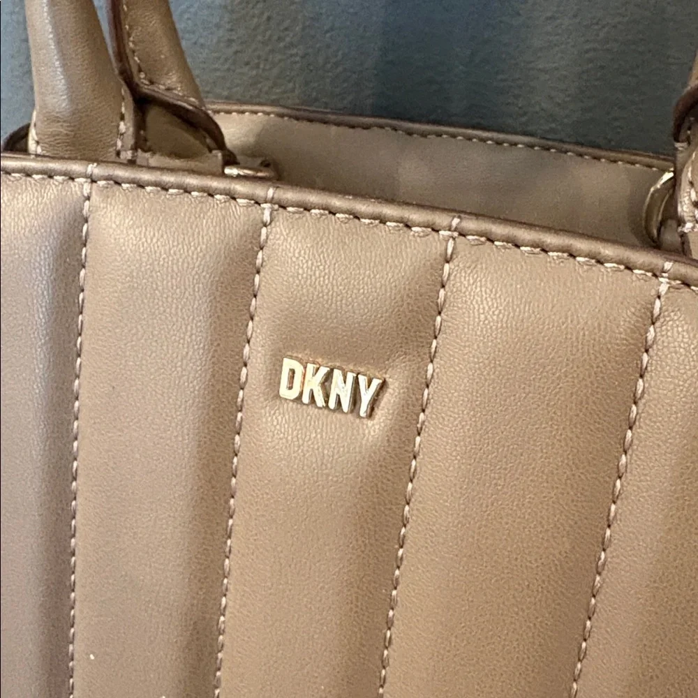 DKNY Brown Vertical Stitch Satchel